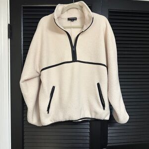 Lamarque Cream Fleece Jacket with Black Accents